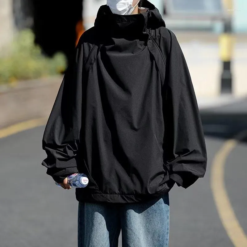남자 자켓 스프링 스프링 남성 풀 오버 코트 유니니스 렉스 더블 지퍼 후드 재킷 방수 기능 힙합 느슨한 바람방방화물