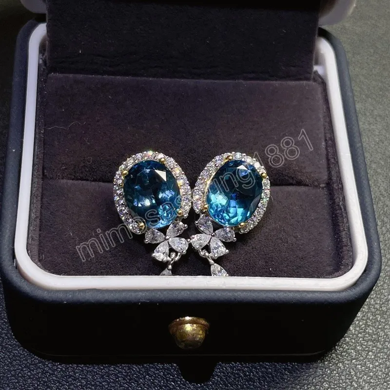 Style coréen géométrie boucles d'oreilles incrustation Bule ovale AAA zircon cubique exquis fleur femmes mariage fiançailles Banquer bijoux