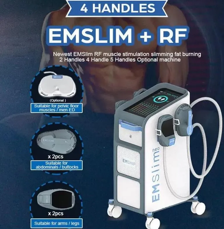 Uso clínico EMS Terapia emagrecimento Vertical 4 Alças Emslim Neo Alta Intensidade Focada gordura reduzir Eletromagnética construção muscular Máquina de escultura corporal com RF