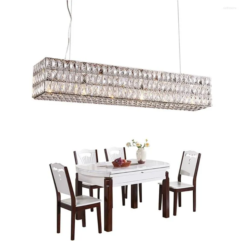 Lustres Moderne Cristal Éclairage LED Nordic Rectangulaire Linéaire Suspension Suspension Pour Salon Salle À Manger