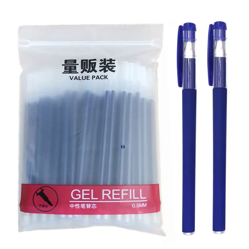 Ballpoint Pens 102pcslot Office Gel Pen Perill Set 05mm Blue Black Red Ink Grole для школьной записи канцелярские товары 230608