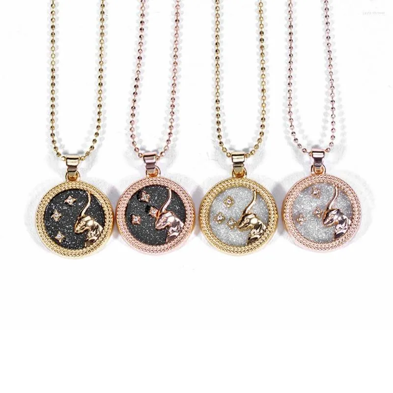Pendant Necklaces 12 Constellations Series Girlfriend Boyfriend Gift Alloy Gold Color Rose Chain Jewelry Couple Gifts