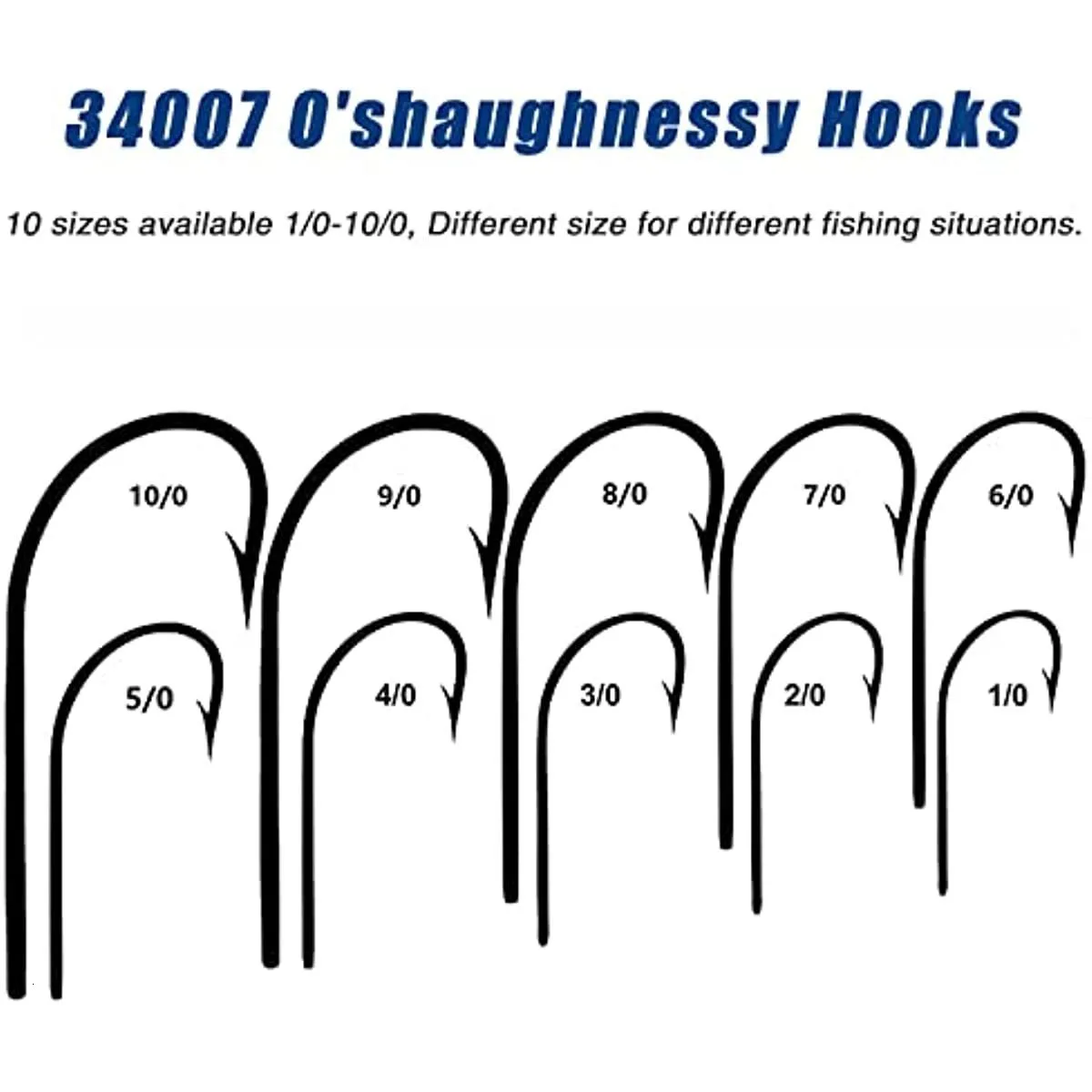 fishing hooks, 34007 Stainless Steel Fishing Hooks White Big Extra Long  Shank Fishing Hook Size 1/0 2/0 3/0 4/0 5/0 6/0 7/0 8/0 9/0 10/0 40pcs  (Color : 1 0) : : Sports & Outdoors