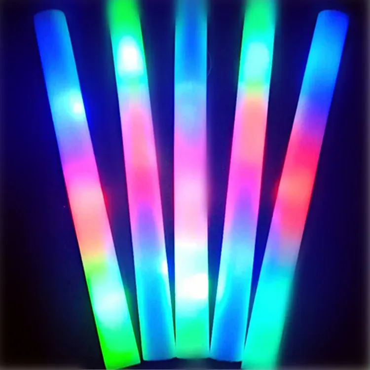 LED Glow Sticks Bulk Colorful RGB Glow Foam Stick Cheer Tube Dark Light for Xmas Birthday Wedding Party Supplies