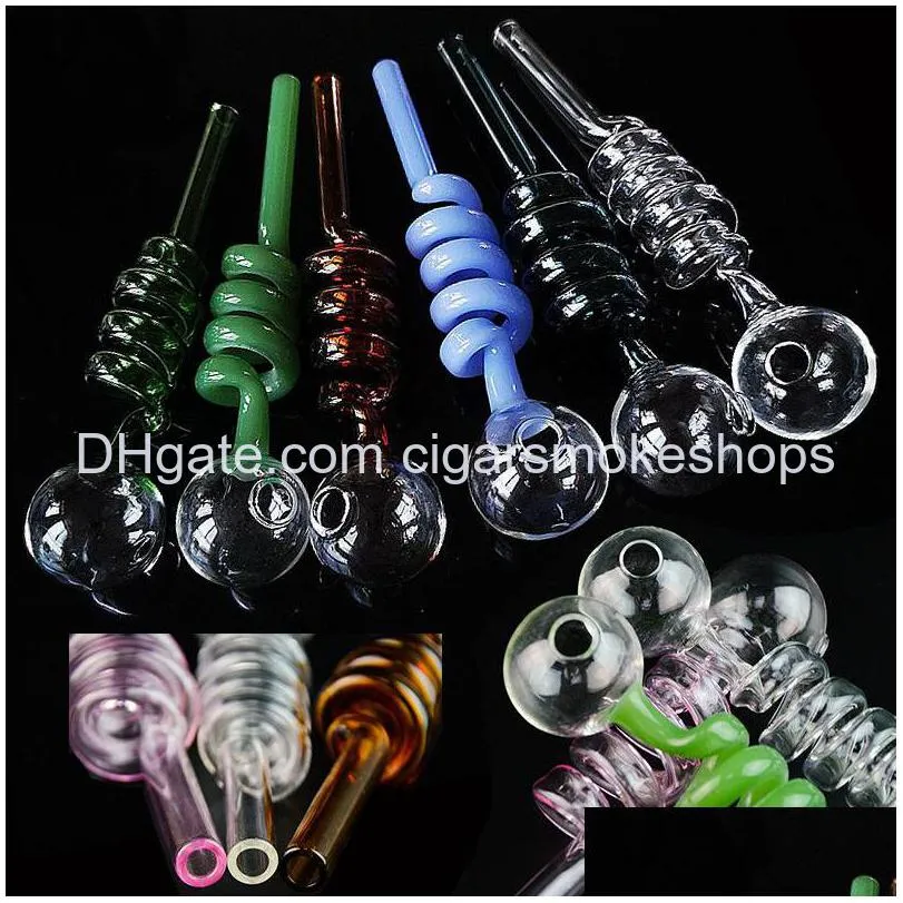 Smoking Pipes 6 Inch Pyrex Glass Oil Burner Mini Small Spoon Pipe Borosilicate Spring Bubblers Handpipes Ball Nce Fittings Drop Deli Dhing