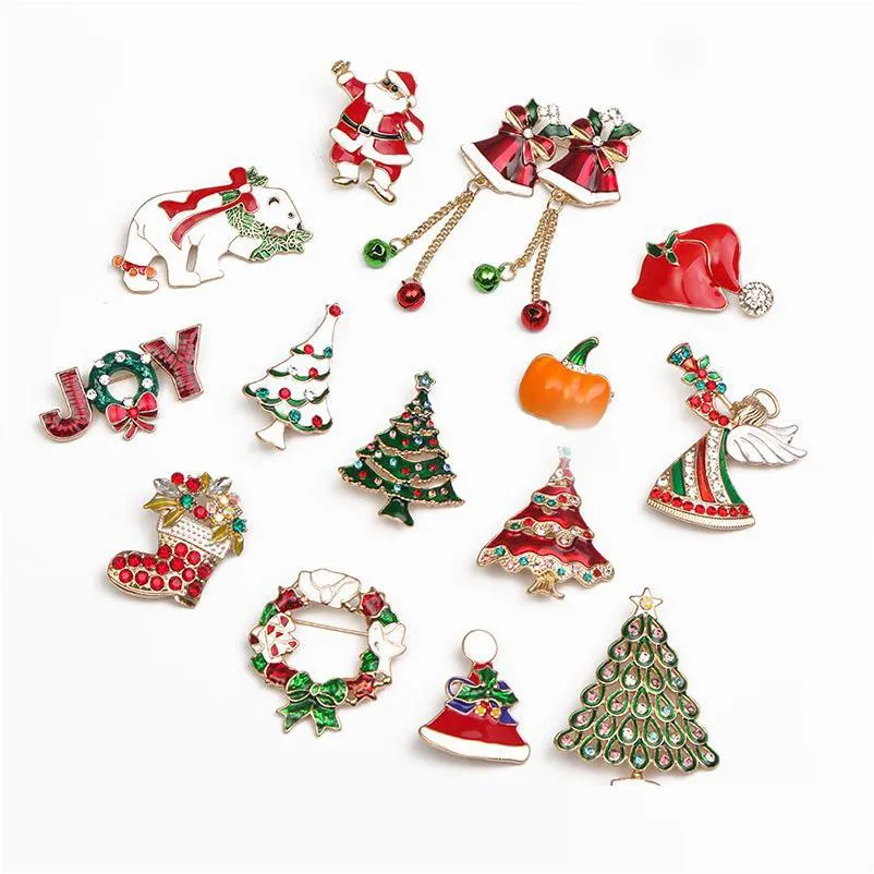 Рождественские украшения модные броши как подарок снеговики сапоги Jingling Bell Santa Claus Brooches Pins Рождественские подарки доставка домой Gar Dhkc5