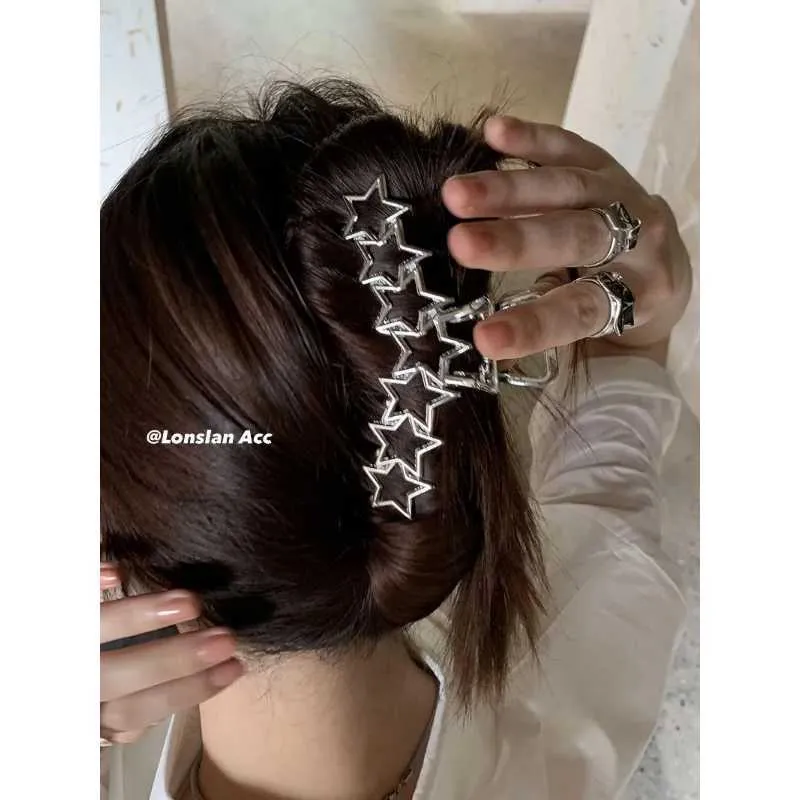 Lampadario pendente Stella d'argento Fermaglio per capelli in metallo Donna Moda Semplicità Amore Artiglio per capelli Ragazze Eleganza Personalità Squalo Granchio Clip Accessori per capelli Z0608