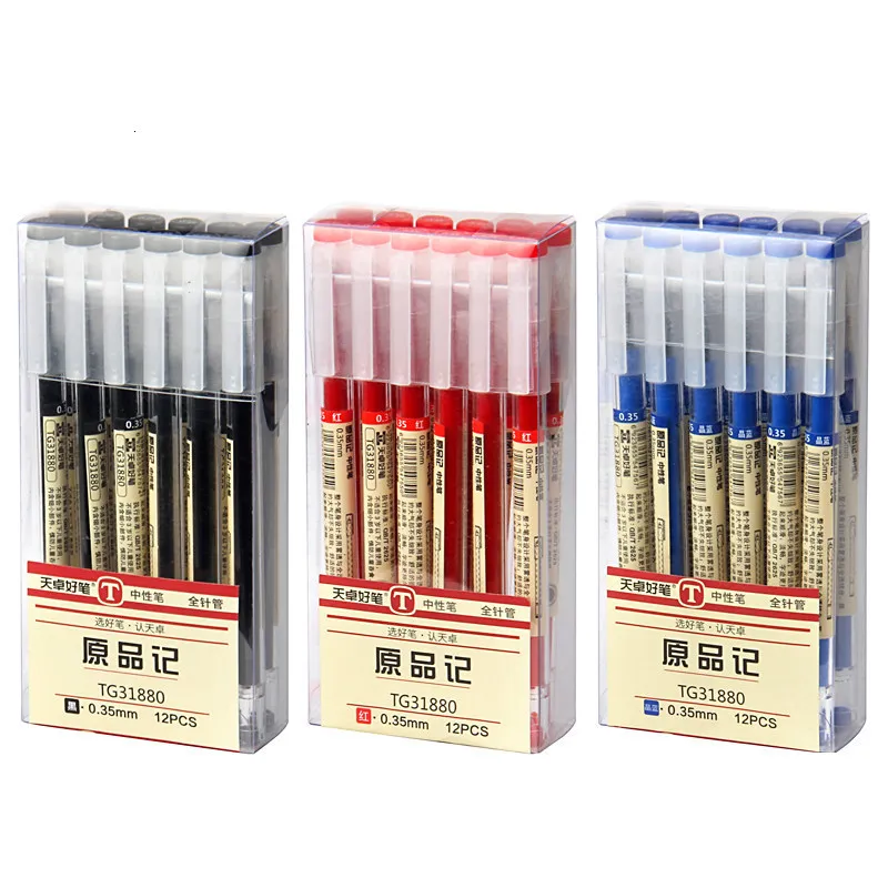 Canetas esferográficas 12 unidadesConjunto de caneta de gel estilo 035mm Preto Azul Vermelho Ink Maker Escritório Escolar Escrita de Exame MUJI 230608