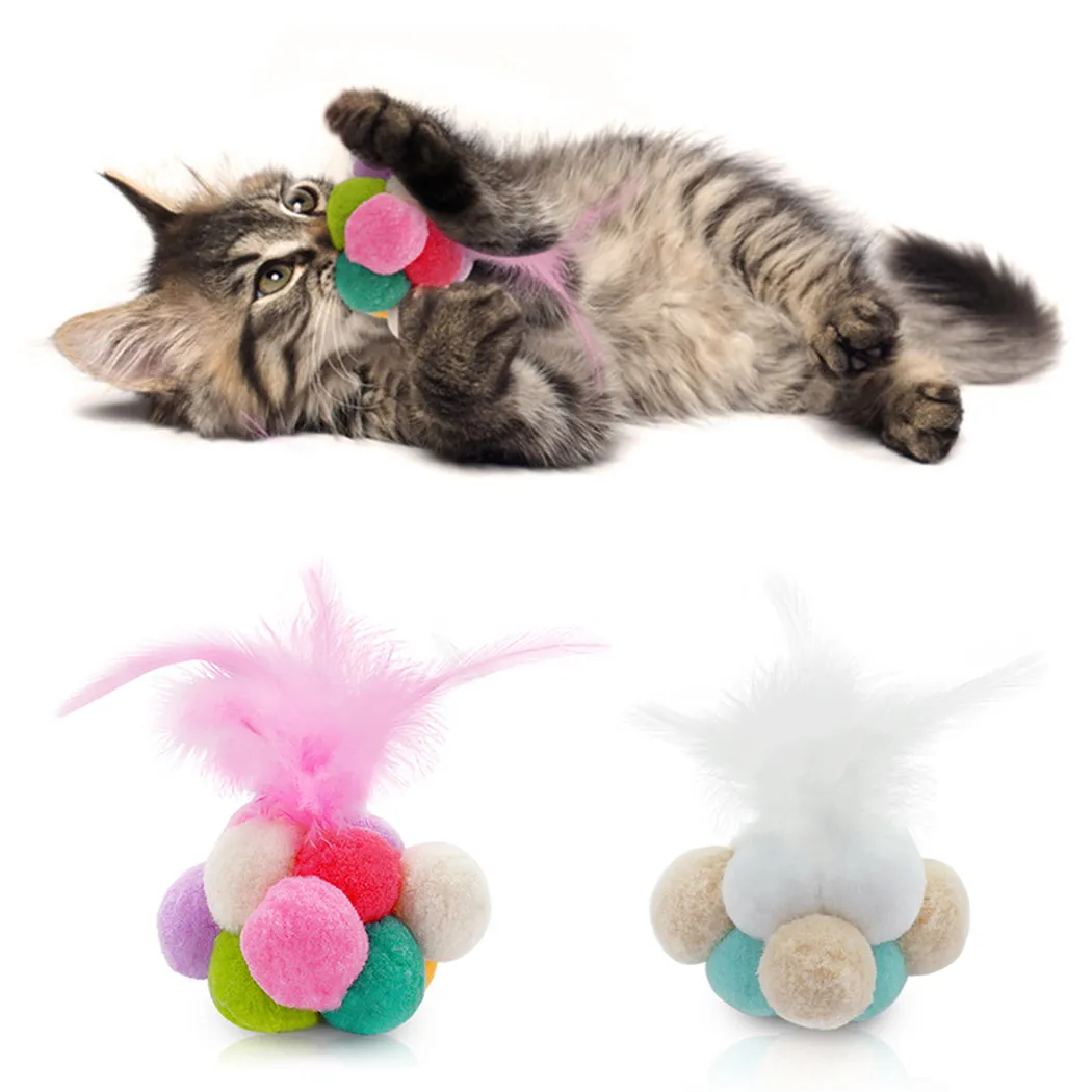 Pet Cat Kitten Toy Rolling Scratching Ball Funny Cat Kitten Play Dolls Tumbler Ball Pet Cat Toys Feather Bell Toy Dropshipping