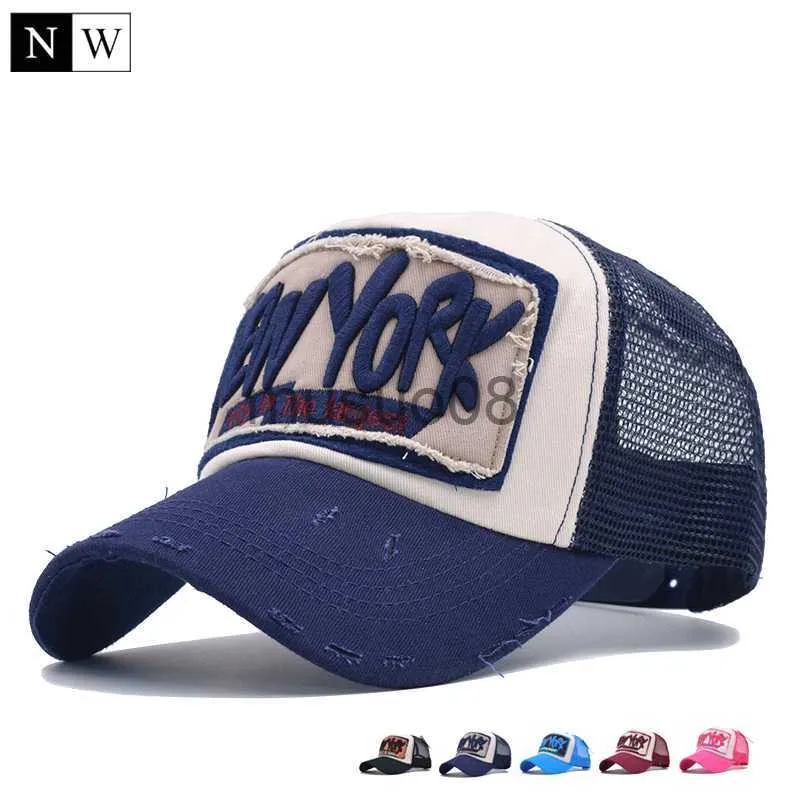 Boll Caps 5 Panel NY Baseball Cap med Mesh Brand Snapback Hat Trucker Cap New York Baseball Caps Men Women Girls Boys Summer Mesh Cap J230608