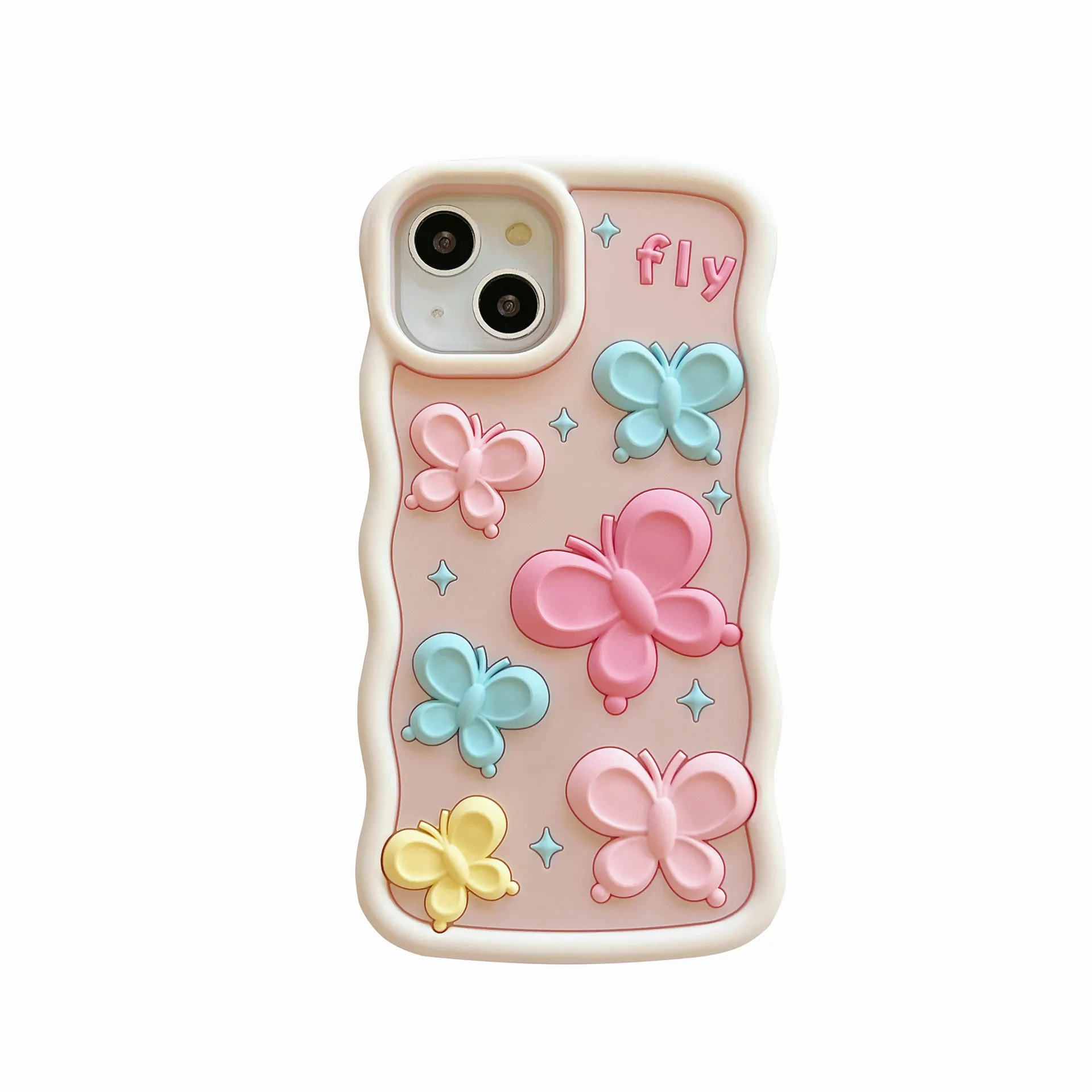 DHL libre al por mayor Moda Candy color Butterfly 3D Case para iphone 14 13 12 Pro Max i11 Kids Soft silicagel Cute Phone Cover para 14pro 13pro 12pro