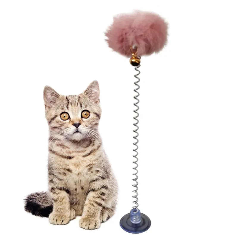 1 st Kat Teaser Speelgoed Interactieve Pluche Kat Lente Wand Kitten Speelgoed Bal Met Sucker Bell Dierbenodigdheden Huisdier Accessoires Voor Kat