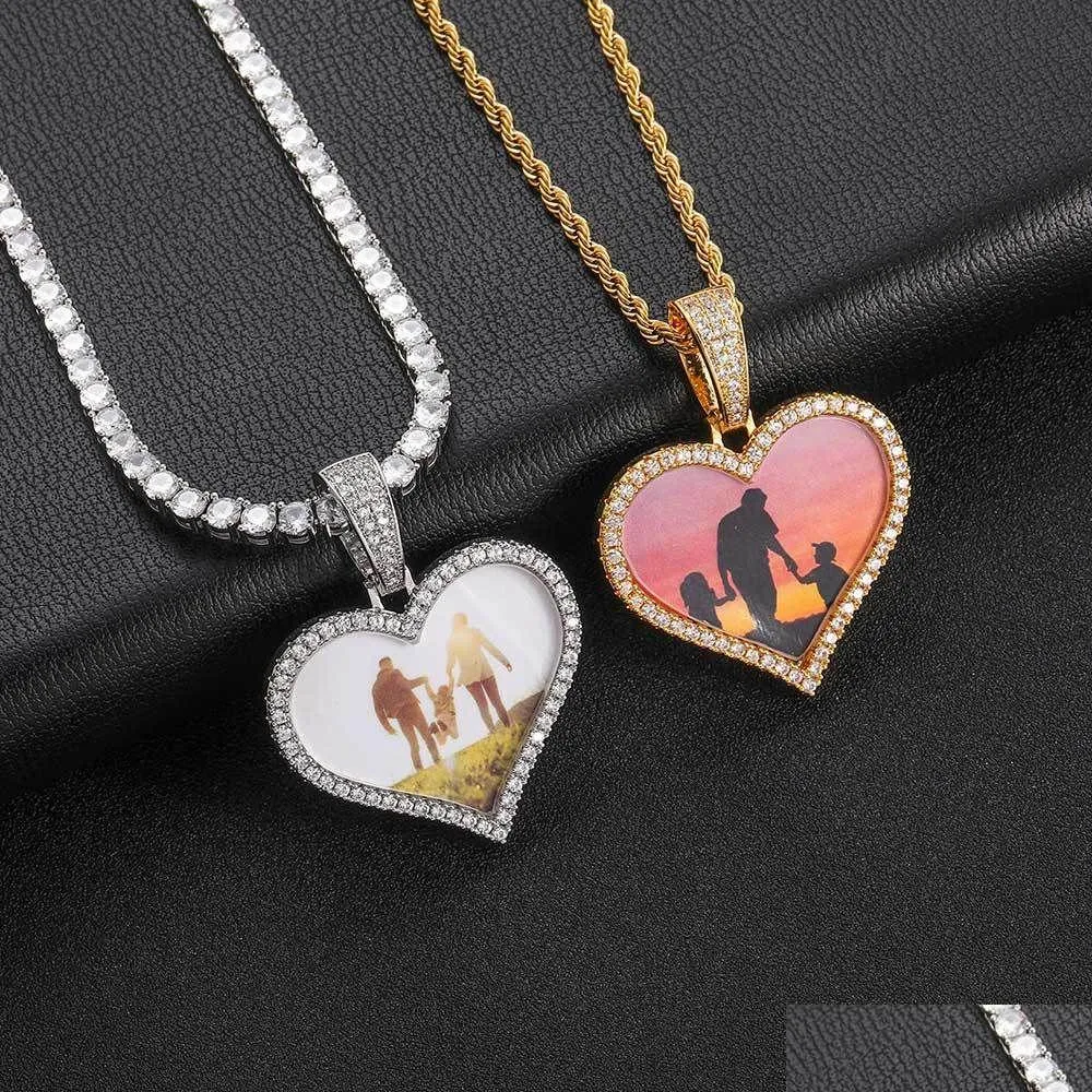 Подвесные ожерелья Lover Heart Custom Po Bling Мемориальная каркасная медаль подвески бросают ювелирные изделия Dhcwq