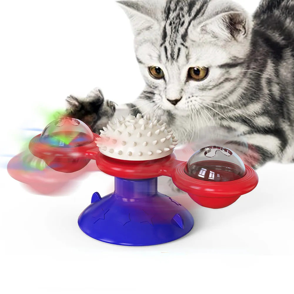 Mulino a vento Giocattolo per gatti Giocattoli interattivi per animali domestici per gatti Puzzle Gioco per gatti Giocattolo con giradischi Whirligig per gattino Lavarsi i denti Articoli per animali domestici