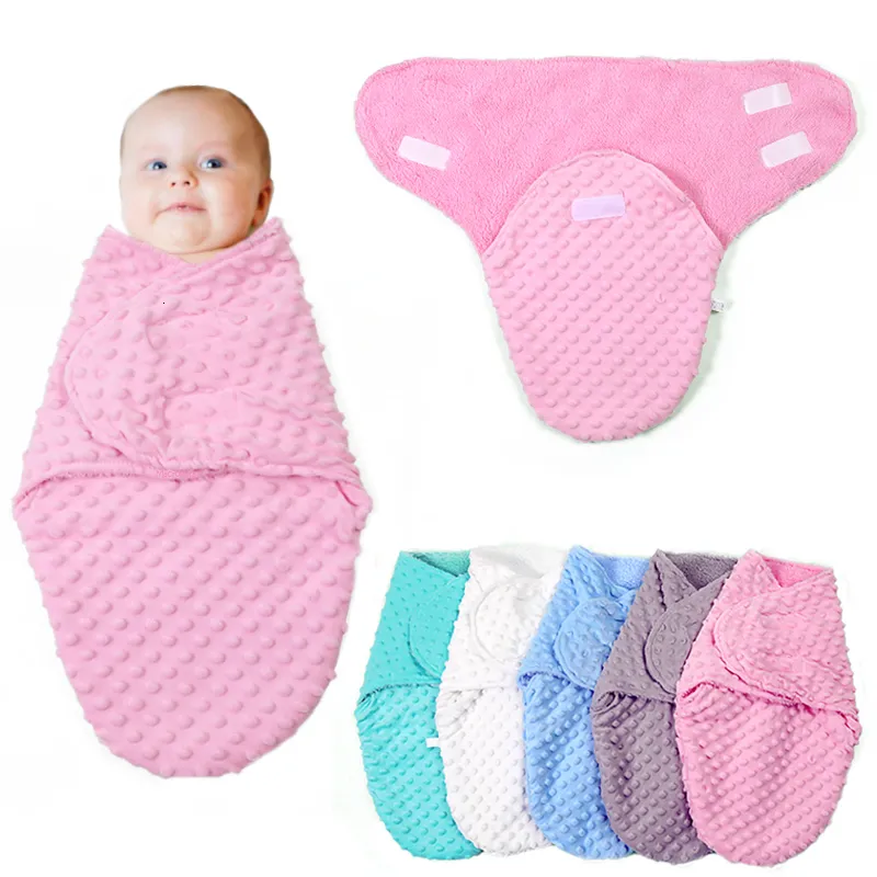 Sovsäckar födda wrap swaddle varm mjuk fleece filt baby sovsäck kuvert för sömnsack bomull tjockare kokong för baby 0-6 månader 230608