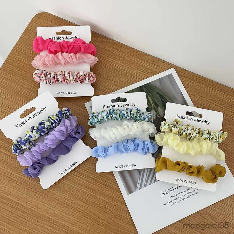 Andra 3 datorer Headwear Decoration Hair Scrunchie Ring Ties for Girls Ponytail Holders Band Elastic Hairband Accessories R230608