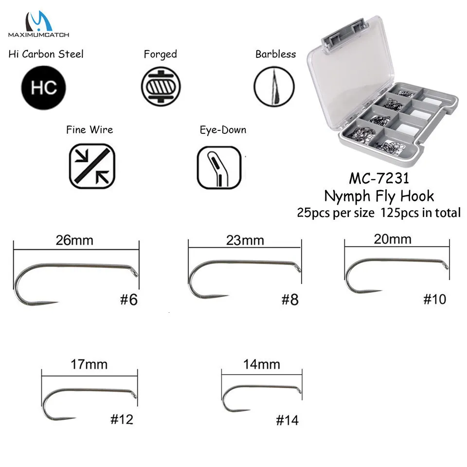Fishing Hooks Maximumcatch 681012141618 FishFriendly Barbless Fly Tying Set  Nymph Jig Forged Black Nickle 230608 From Heng06, $9.74