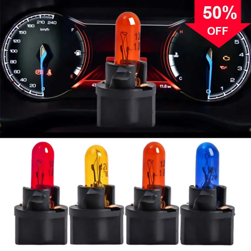 Ny T5 B8.5D LED -bilbelysningsinstrumentpaneler Lökar Låg effekt 5050 SMD Automobile Dashboard Switch Lamp 12V Indikatorljus 10st