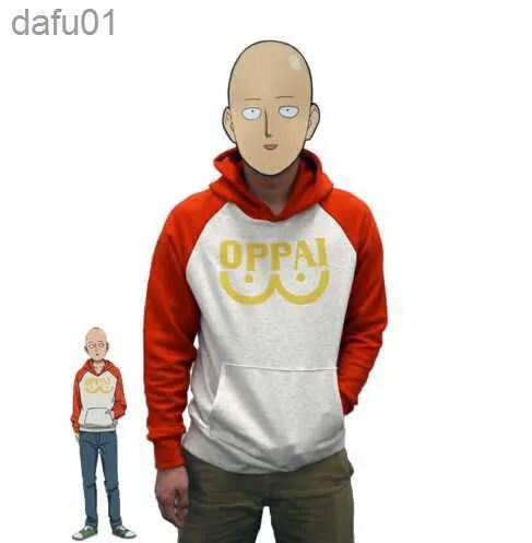 1つのパンチマンヒーローSaitama Oppaiパーカーコスプレコスチュームフード付きジャケットスウェットシャツサイズS-2XL L230520