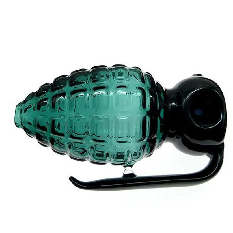 Smoking Pipes Wholesale Glass Hand Pipe Dark Green Color Grenade Shape For 4Inch Length Drop Delivery Home Garden Household Sundries Dhdle