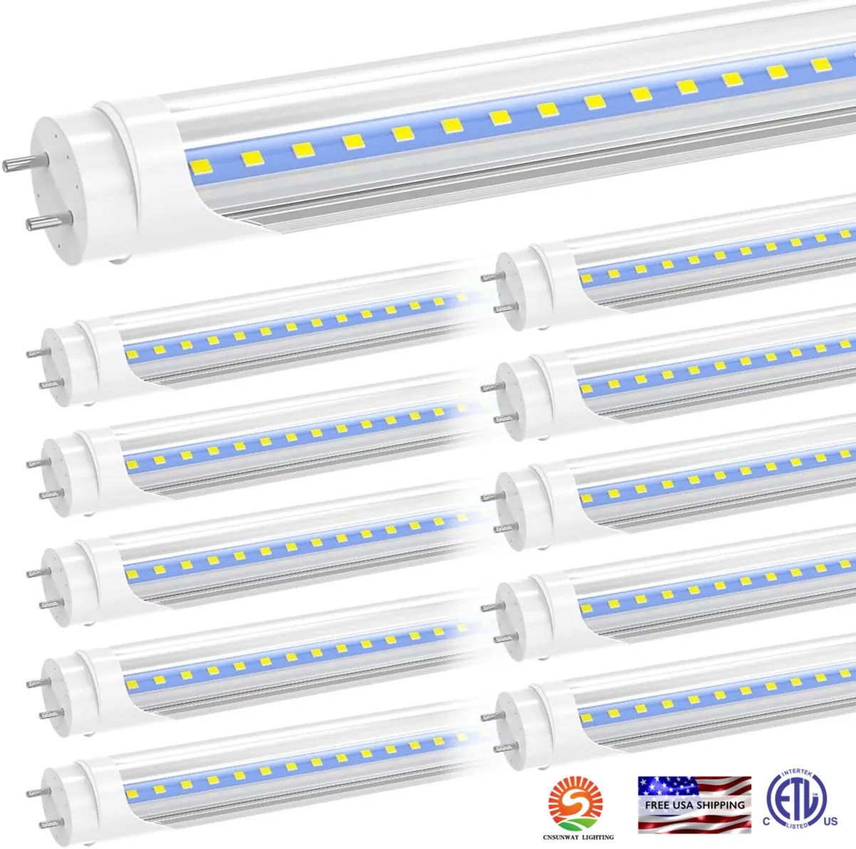 Lampadine LED da 4 piedi 4 piedi, tubo luminoso ibrido tipo A+B, 18 W 6000 K, bianco freddo Plug Play, bypass ballast, singola o doppia estremità, sostituzione luce fluorescente T8 T12, negozio ETL