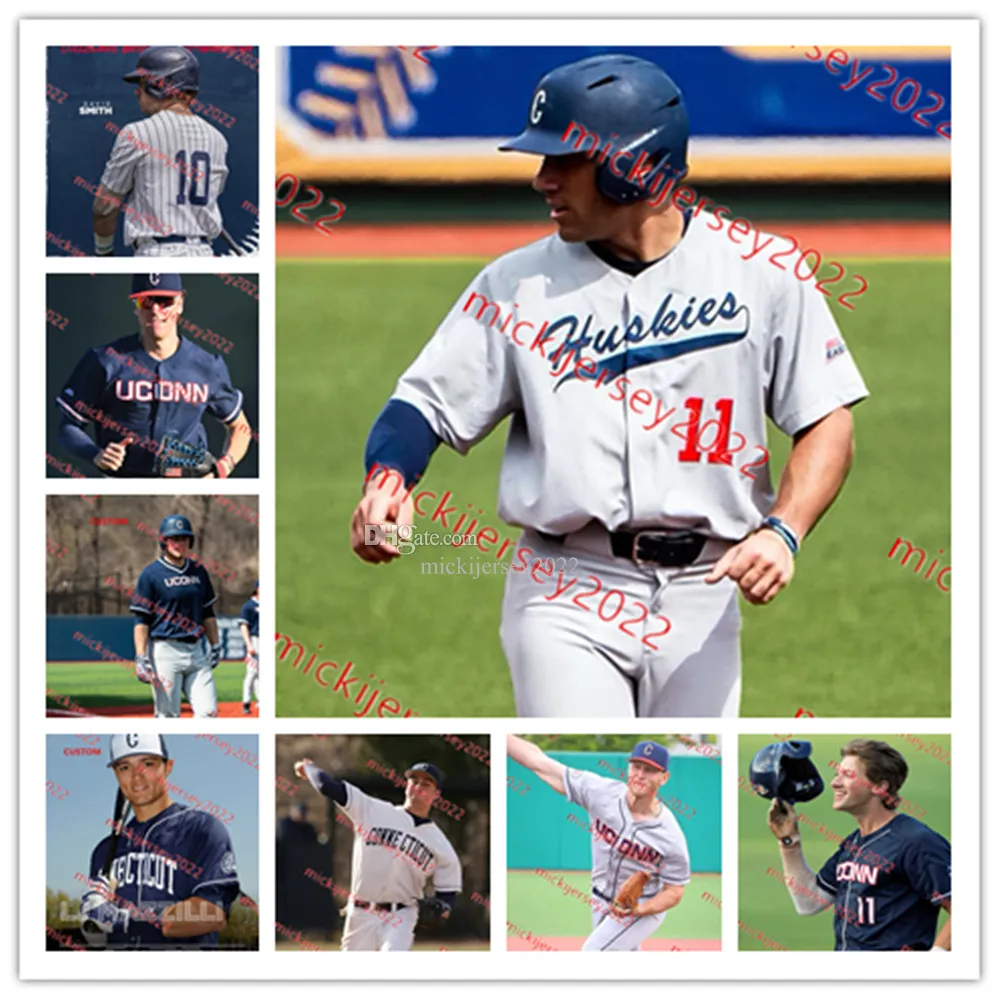 Connecticut Huskies Baseball Jersey Maddix Dalena Niko Brini Custom Stitched Mens Youth 8 Drew Kron 24 Michael Quigley 40 Braden Quinn Uconn Jerseys