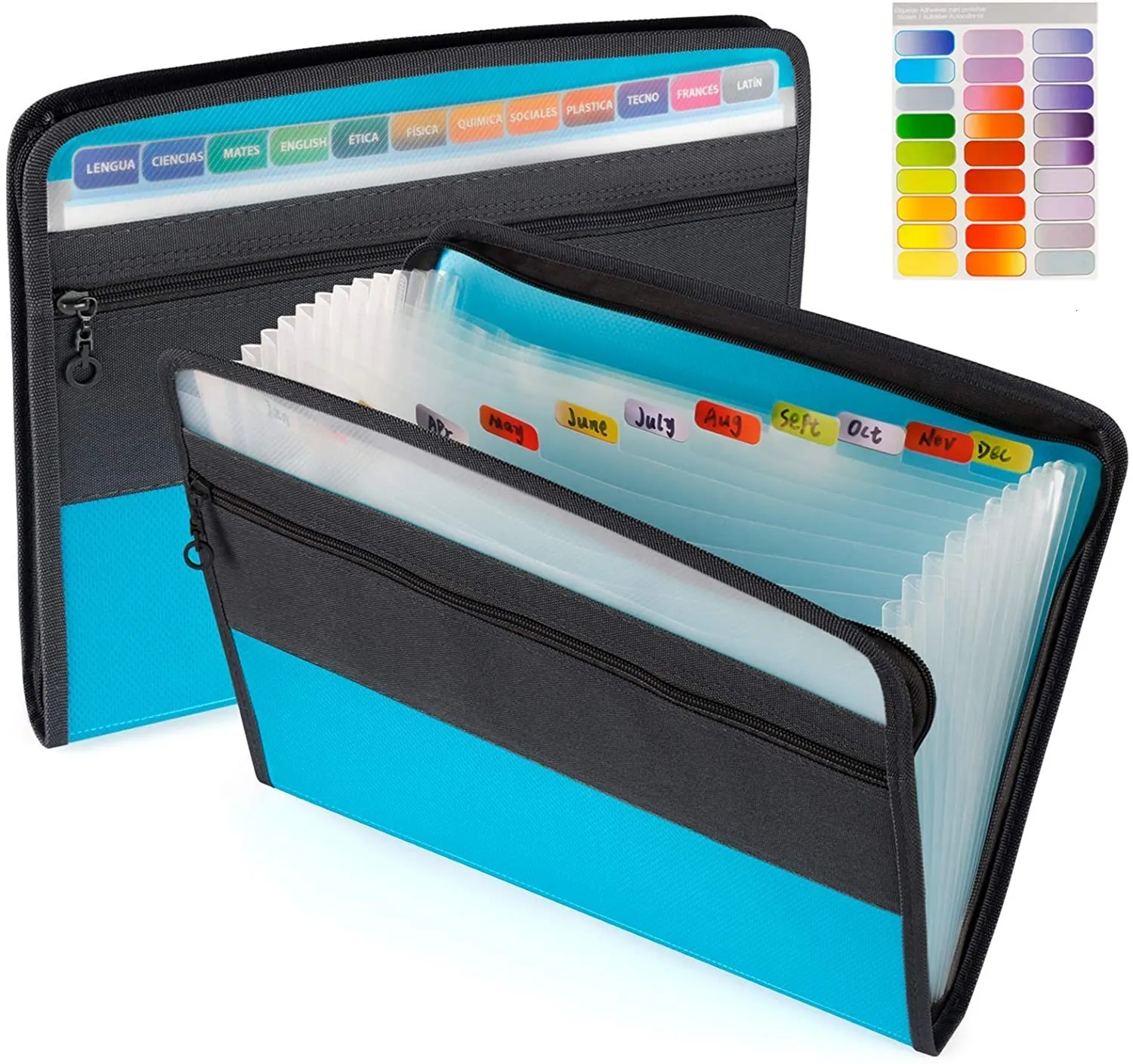 Cartoon Capricorn Expanding File Folder - 13 Pockets, Zipper Closure, 14.2x10.6 Inch, Accordion Organizer