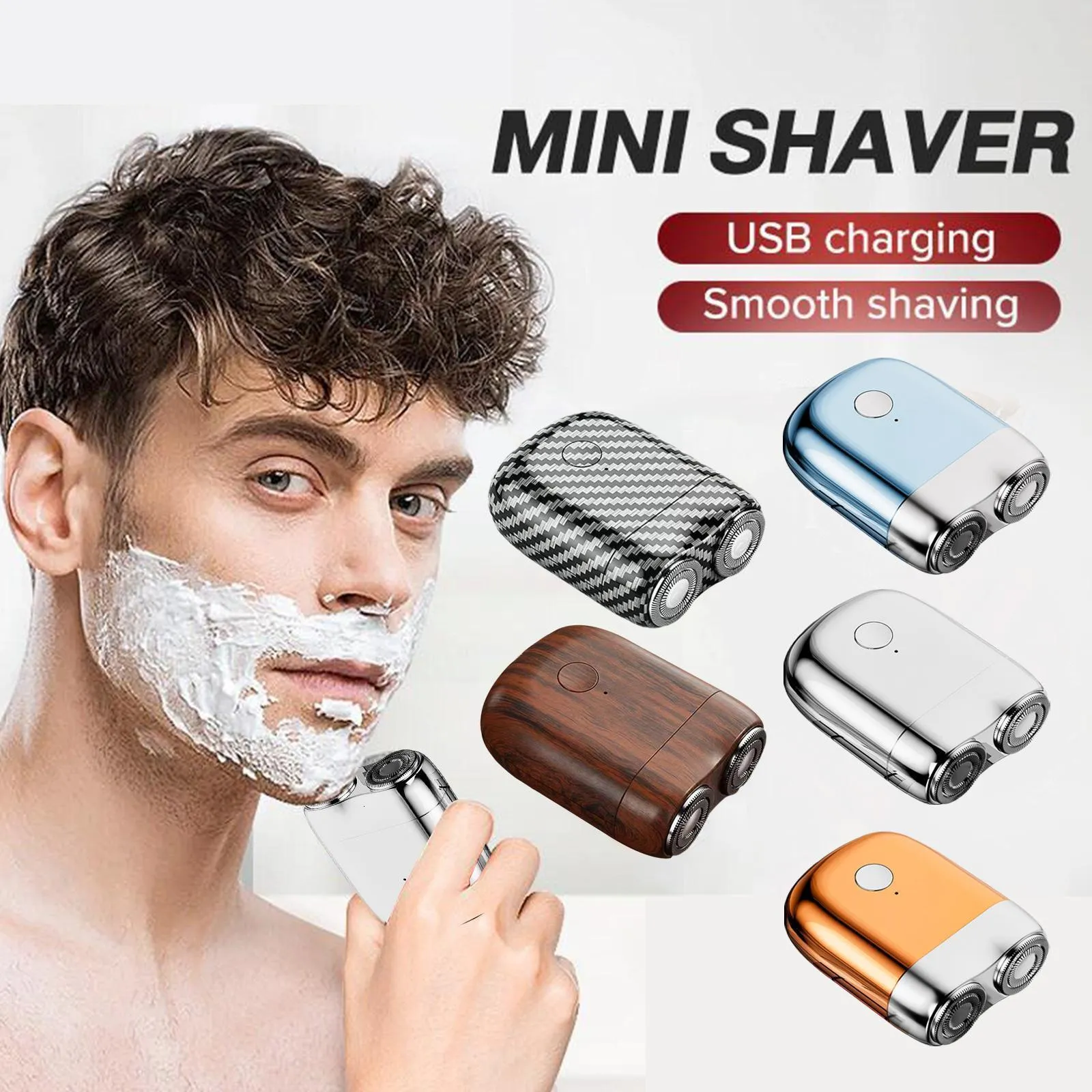 Razors Blades USB Rechargeable Electric Shaver Mini Portable Face Cordless Shavers Wet Dry Painless Small Size Machine Shaving For Men Q1X4 230607