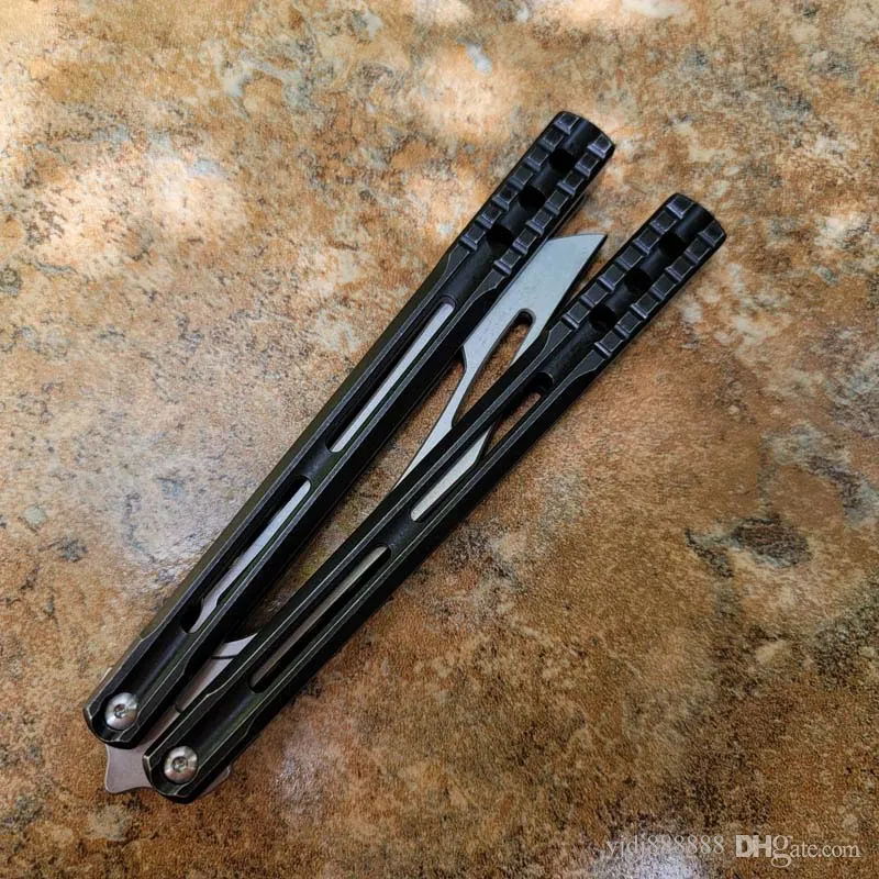 TheOne Balisong Orca Killer Whale Butterfly Training Trainer Knicle Sharp D2 Blade CNC Titanium Channel Black Handle Jilt Swing Knife Squid Hom Basilisk Nautilus