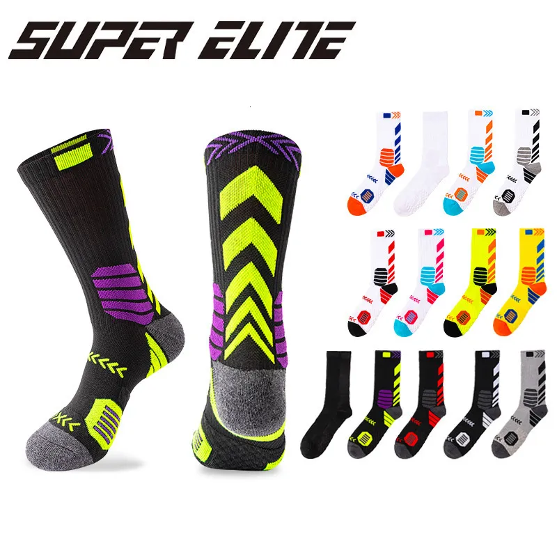 Sports Socks Men Long tube Elite Basketball Contrast Color Towel Bottom Professional Cotton Running SKG007 230608