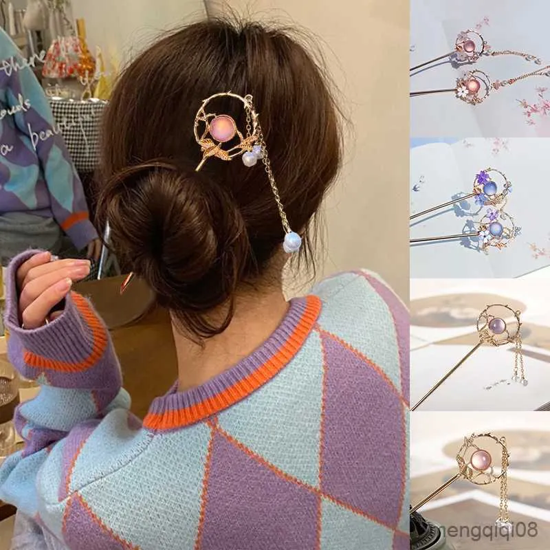 Other Vintage Metal Hair Sticks Chinese Style Pin Clip Hairpins Chopstick Headwear Woman Jewelry Accessories Styling Tools R230608