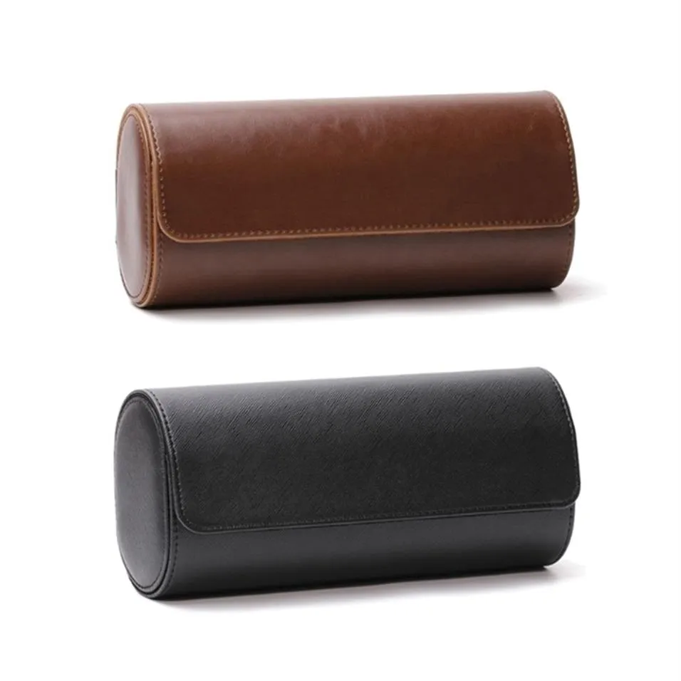 3 Slots Watch Roll Travel Case Chic Portable Vintage Leather Display Watch Storage Box with Slid in Out Watch Organizers 220113278h