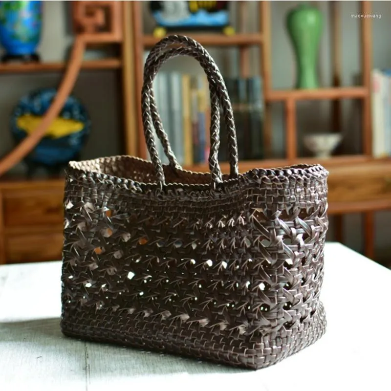 Borse da sera Designer Woven Tote Shopper Bag Donna Vera Pelle Cowskin Basket Borsa Donna Scava Fuori Secchio 2023 Estate