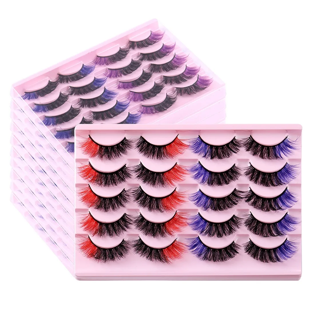 Handmade Reusable Colored Fake Eyelashes Extensions Messy Crisscross Multilayer Thick Curled Colorful Lashes Naturally Soft & Delicate
