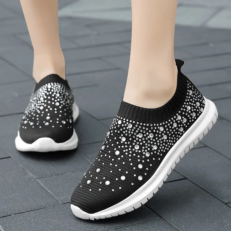 new trend twinkle Women Shoes Rhinestone Sneakers Slip on Shoes Casual  Running Shoes Lightweight Shoes Plus Size 35-43 | Wish