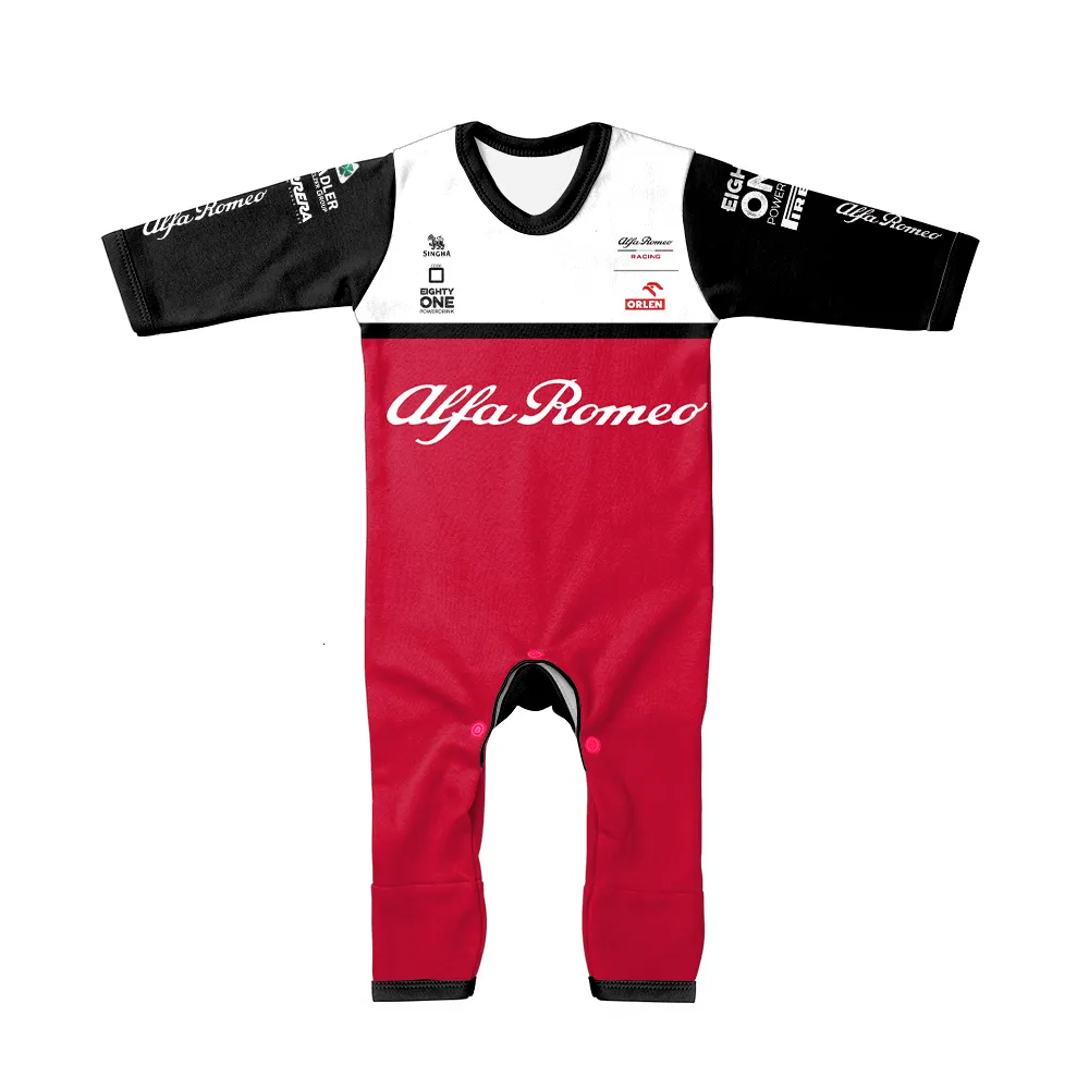 F1 Extreme Sports 애호가를위한 장미 의류 세련된 Formula One Baby Jumpsuits 크롤링 의류 소년과 소녀 230608