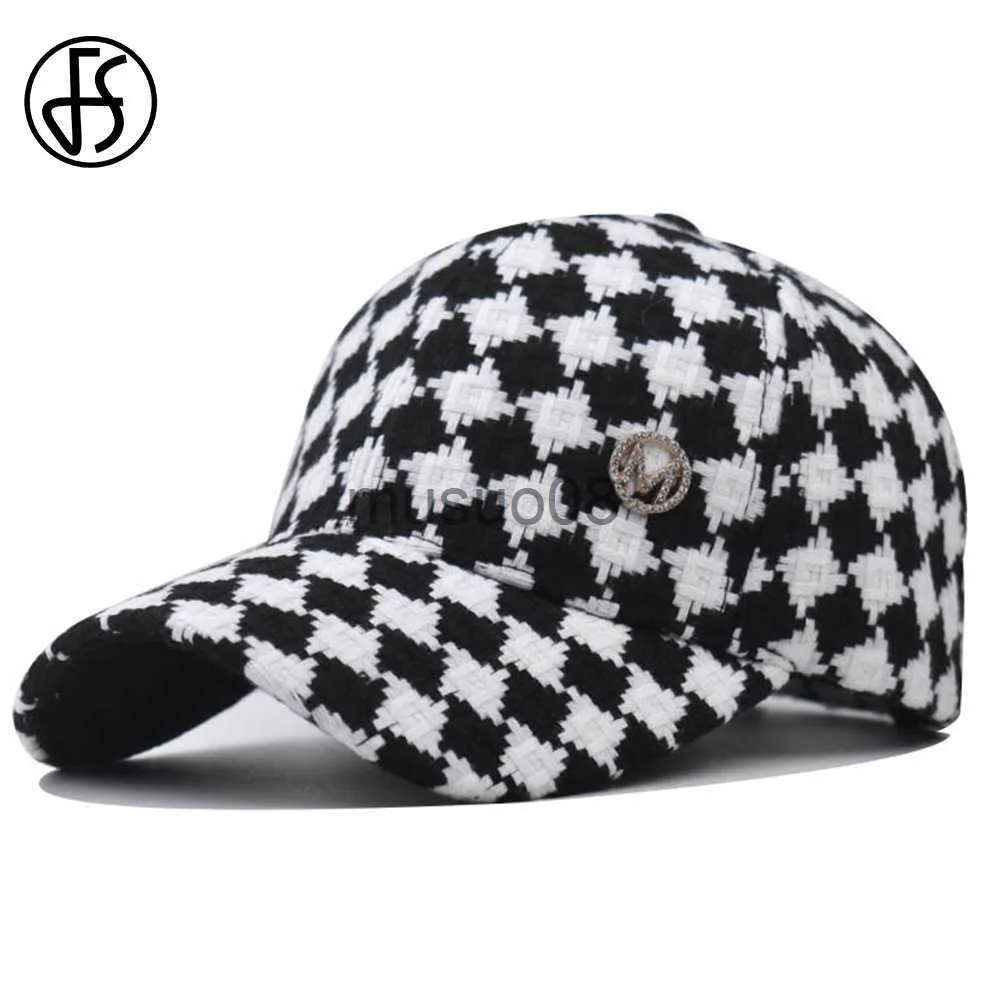 Ball Caps FS 2023 British Baseball Cap for Men Stylowe czarne białe kratę Caps Streetwear Snapback Hip Hap Hat Bones Masculino J230608