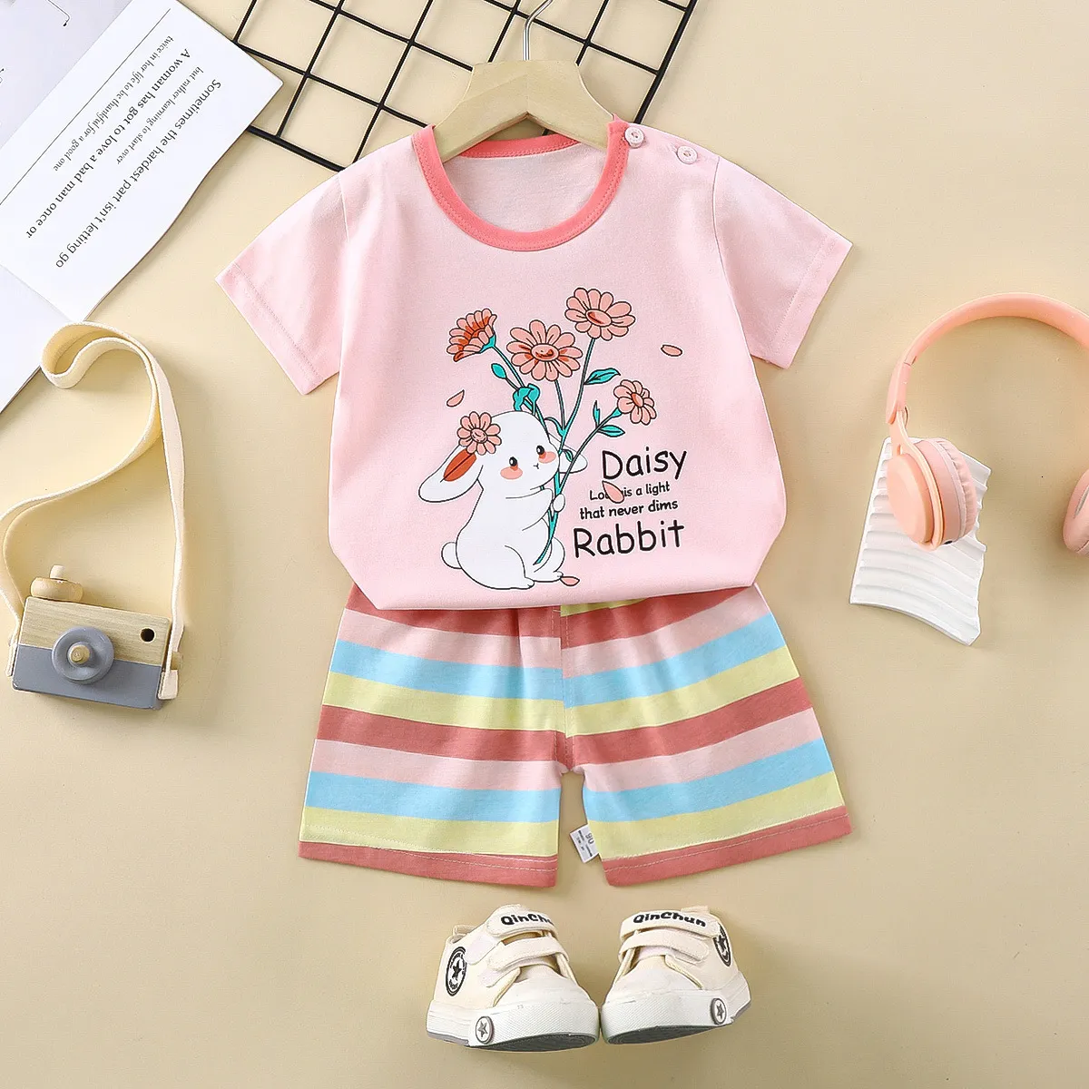 Set di abbigliamento Estate Bambini Abito a maniche corte Ragazzi Ragazze Vestiti Sezione sottile Maglietta per bambini Baby Set 230607