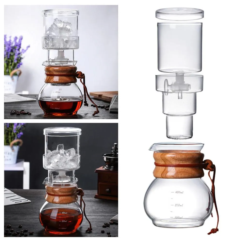 Household Cold Brew Coffee Maker Coffee Tools Ice Brew Coffee Machine Ice Drip Coffee Pot for Coffee Shop Travel Kitchen Home