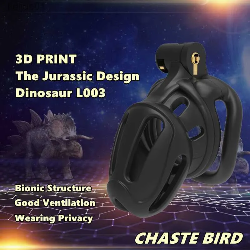 2023 NEU 3D-Druck Jurassic Design Atmungsaktiver Cock Cage 2 Arten von Penisringen Keuschheitsgürtel für Männer Erwachsene Produkte Sexspielzeug L003 L230518