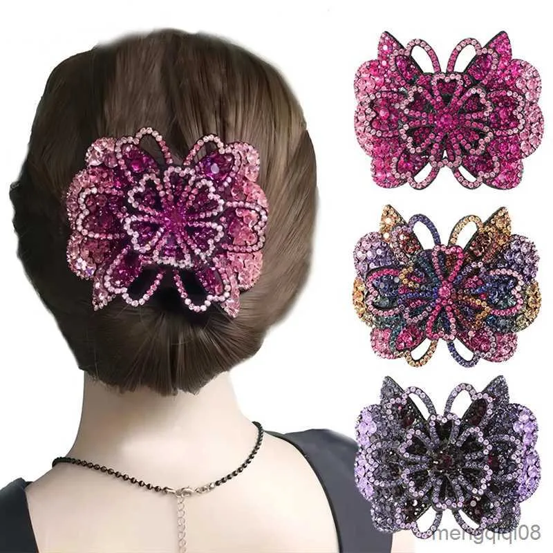 Autres strass complets fleur cheveux Cls diamant incrusté pince supérieure épingles à cheveux cristal porte-queue de cheval accessoires R230608