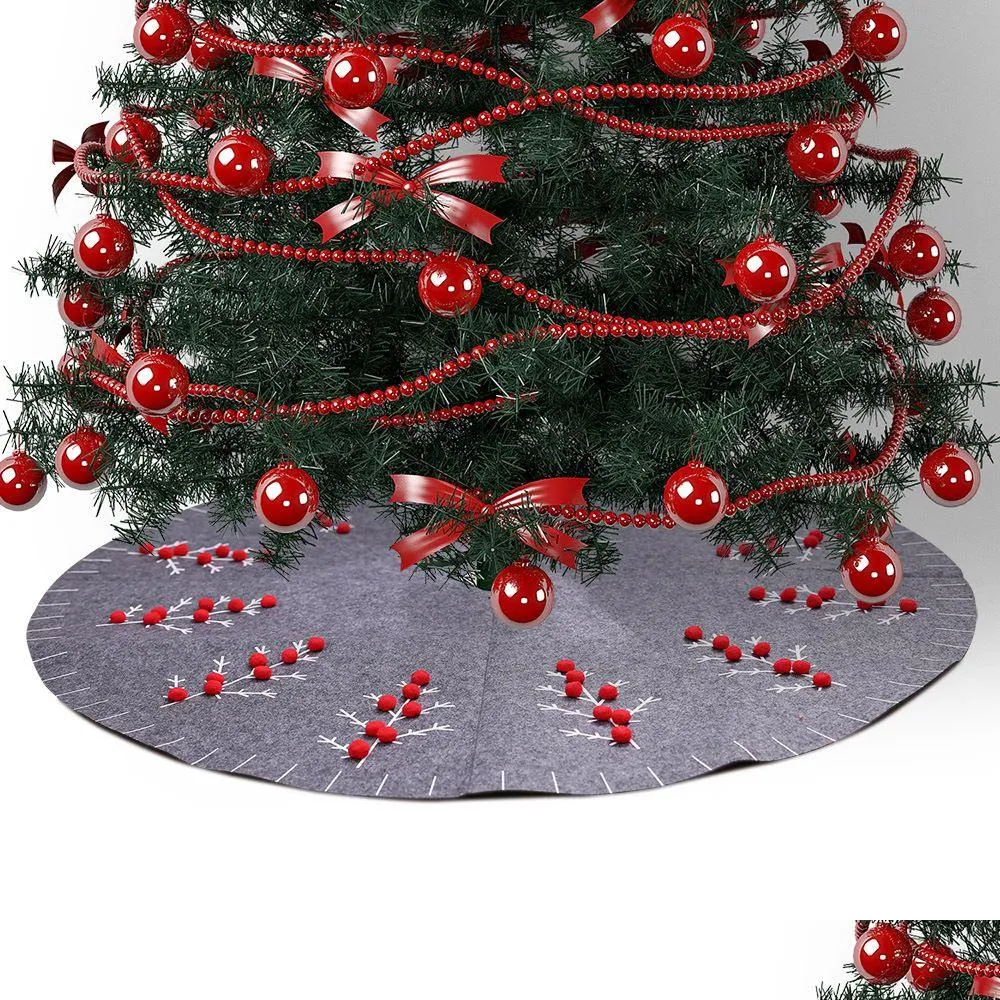 Decorazioni natalizie Ornamento per albero Gonna Non tessuto Grigio Decorazione natalizia Tappeto rotondo Tappeto per feste Forniture per feste Dbc Drop Delivery Hom Dhex3