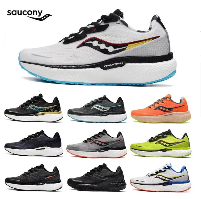 المصمم Saucony Triumph 19 Mens Running Shoes Black White Green Lightweight Excorption Men Treadable Women Rative Switch Sneakers