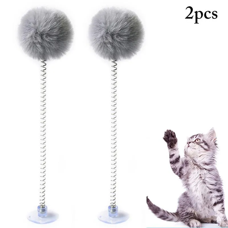 Kapmore 2 Stks/set Kat Teaser Wand Pluche Bal Bel Decor Lente Zuignap Kat Wand Kat Interactieve Speelgoed Dierbenodigdheden