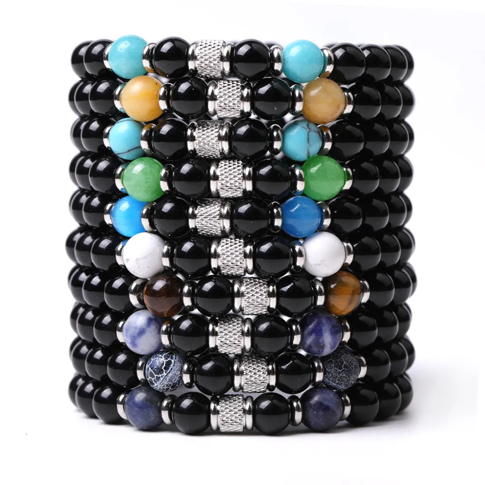 Summer Style Black Beads Armband Classic 8mm Natural Stone Elastic Friendship Armband Beach For Women Men Lover Jewelry Mki