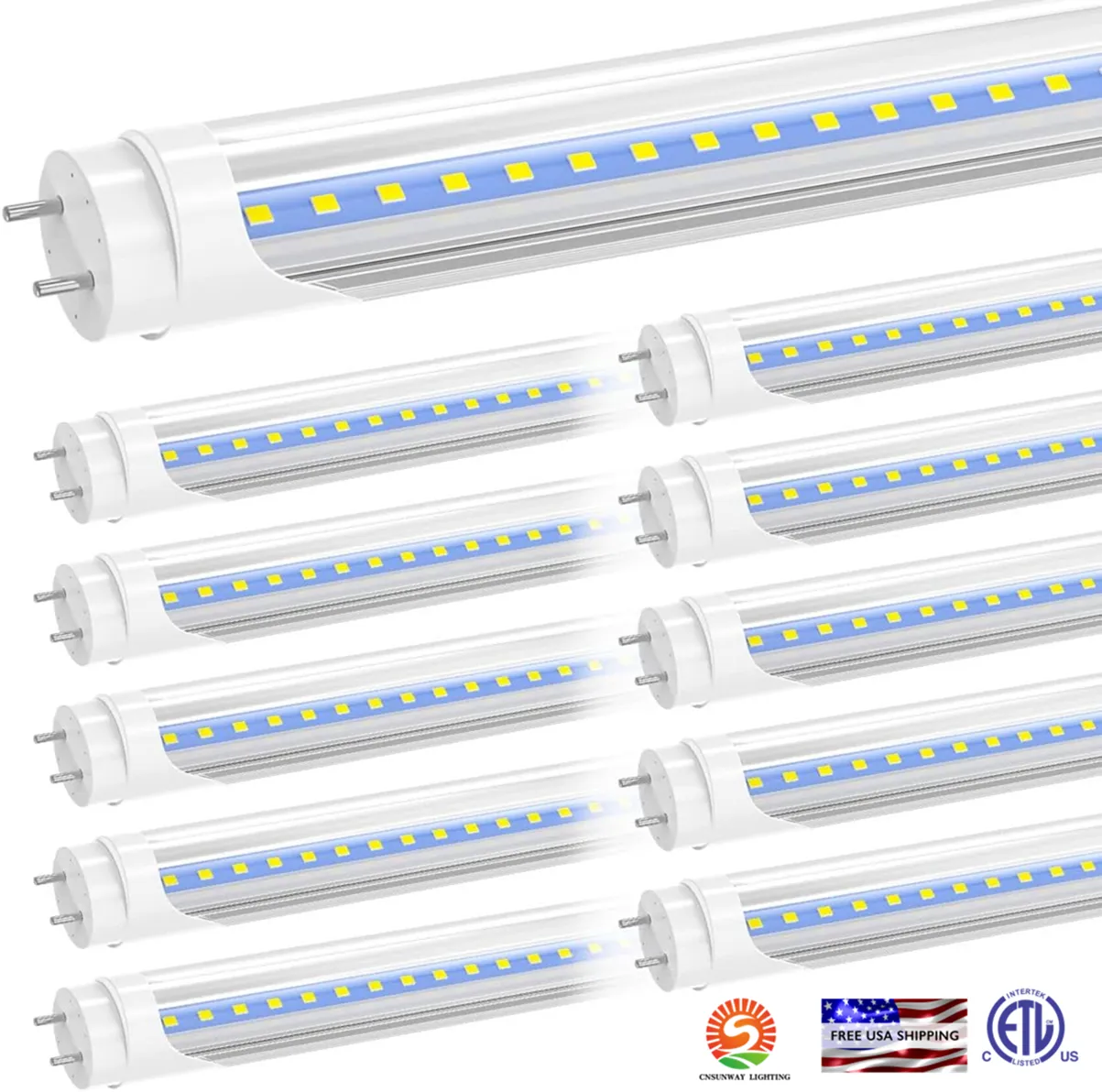 4FT T8 LED Bulbs 4 Foot, Hybrid Type A+B Light Tube, 18W 2400LM 6000K, Plug & Play, Ballast Bypass, Single Double-Ended, T8 T10 T12 Fluorescent Light Bulbs Replacement, ETL