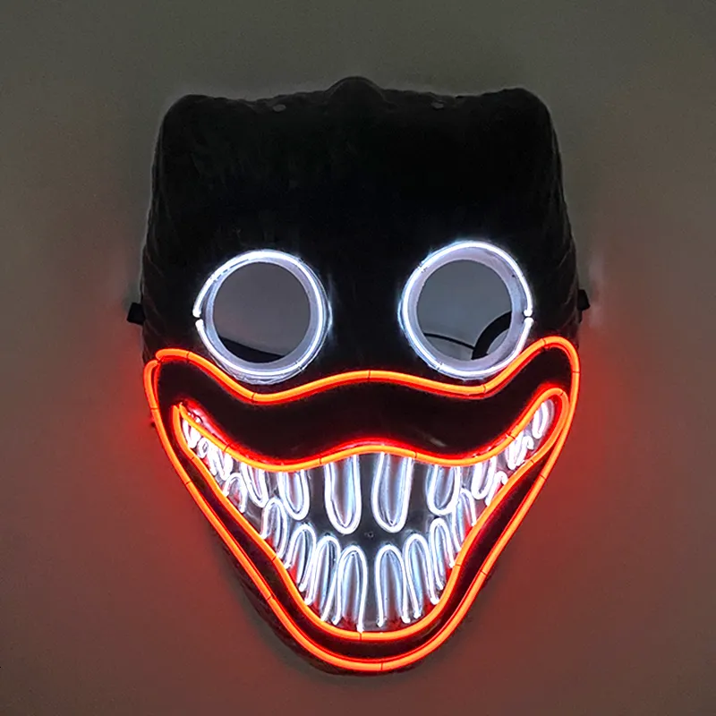 Maschere per feste Design Luminoso Neon EL Mask Halloween Lampeggiante Divertente Incandescente nella notte oscura Hallowee Puntelli Masquerade 230607
