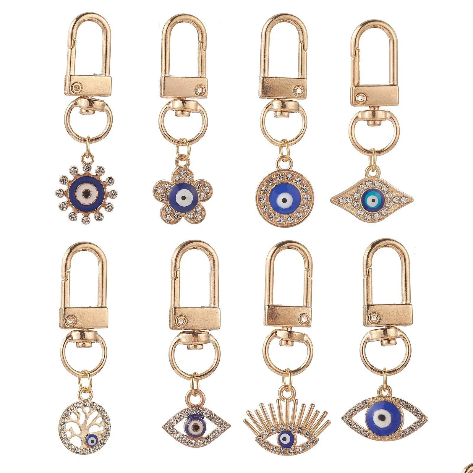 Kluczowe pierścienie Turkish Evil Eye Charm Biecanins Lucky Malowanie Niebieski mini łańcuch dla mężczyzn Kobiet samochodowy wisiorek upuszczony Dhgarden dhpiw