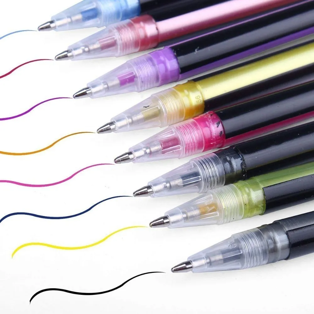 Glitter Gel Pens, 33 Colors Neon Glitter Pens Set Gel Art Markers + 40%  More Ink | eBay