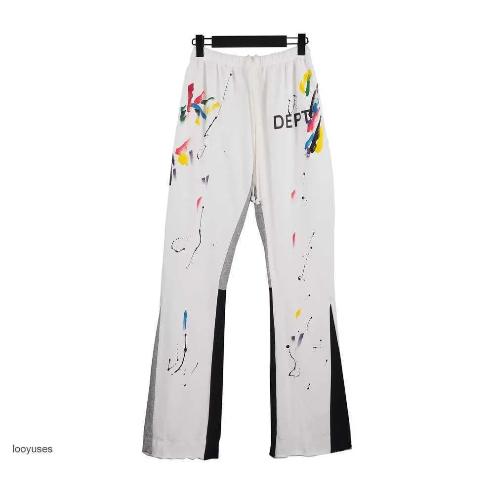 Men's Pants 2023 Sports Pant Dept Mens Fashion Galleries Brand Hand-painted Splash-ink Patchwork Elastic Trousers for Men High Street Size 16